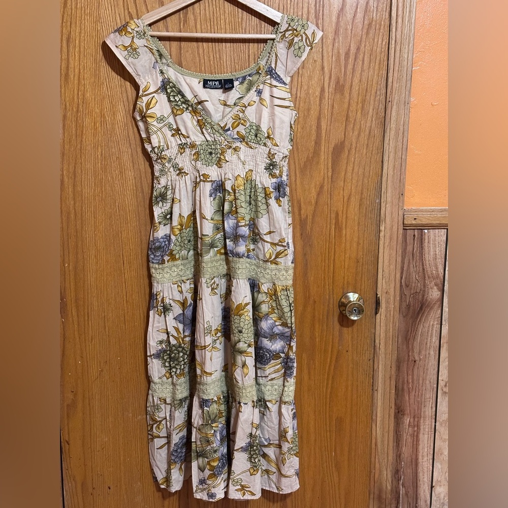 MPH Collection cottage core‎ spring floral dress sz large 100% cotton